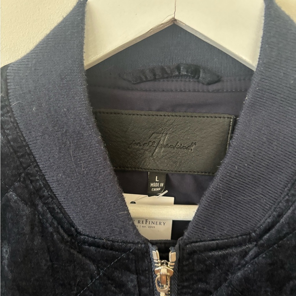 7 For All Mankind Dark Blue Quilted Bomber Jacket - Picture 6 of 7